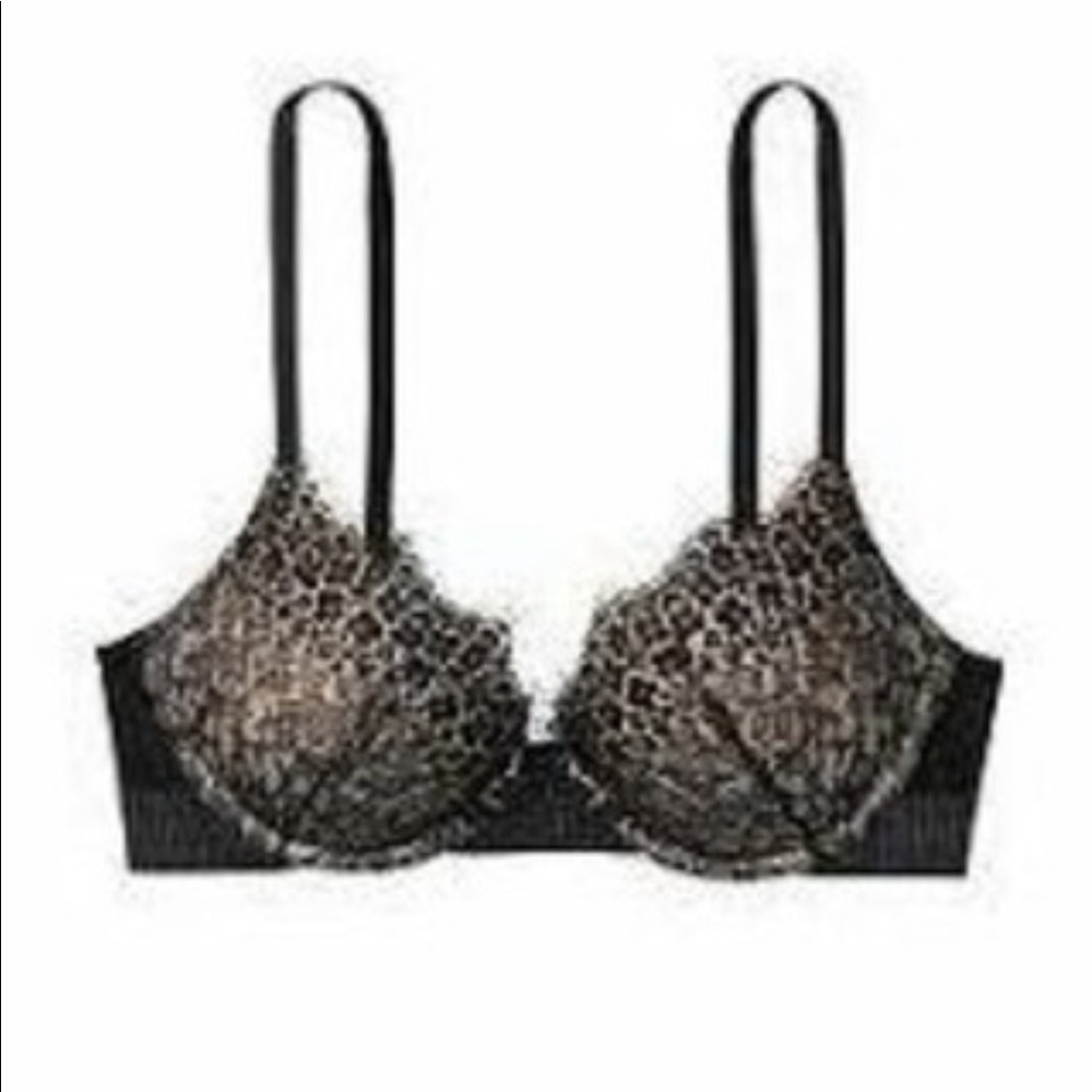 Nwot Victoria's Secret Black/Nude Crochet Lace Push-Up Bra‎ Women's Size …